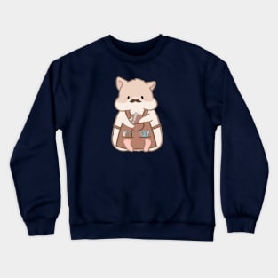 Fat hamster in woodworking apron cartoon Crewneck Sweatshirt